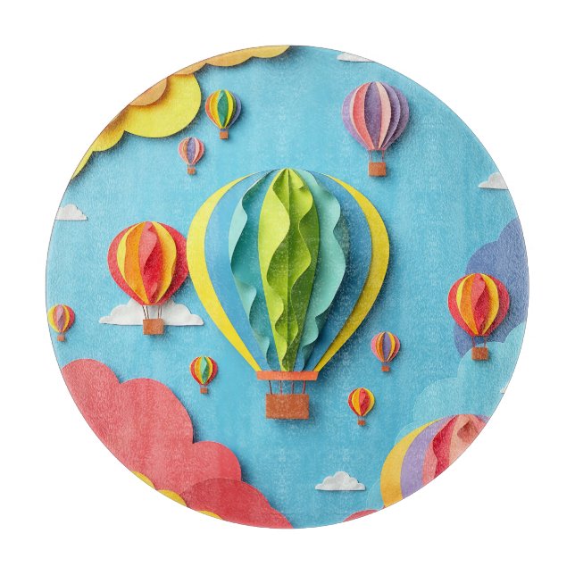 Colorful Hot Air Balloons Sky Pattern Cutting Board (Front)