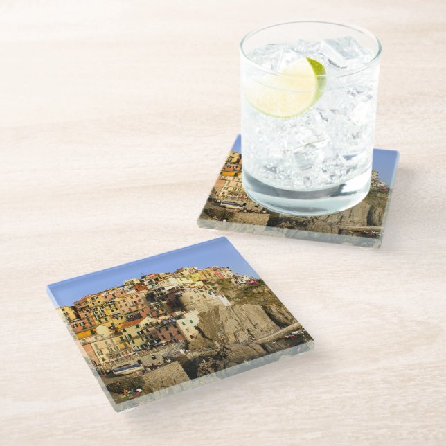 Colorful houses glass coaster (Angled)