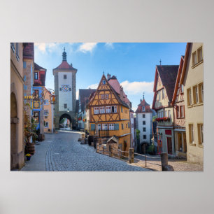 Colorful houses in Rothenburg, Germany Poster