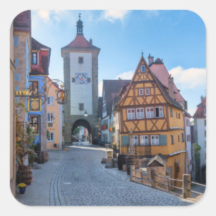 Colorful houses in Rothenburg, Germany Square Sticker