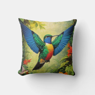 Colorful Hummingbird Cushion