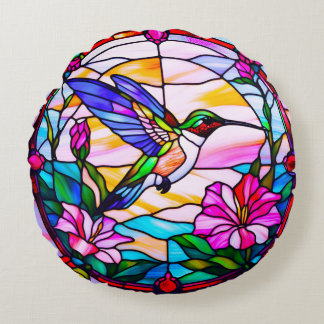 Colorful Hummingbird Decorative Round Cushion
