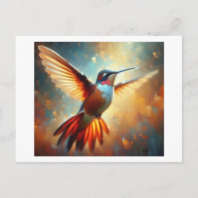 Colorful Hummingbird in Flight,  Postcard (Front)