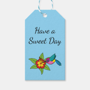 Colorful Hummingbird on Hibiscus Tropical Flower Gift Tags