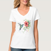 Colorful Hummingbird Watercolor Floral Nature Art