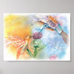 Colorful Hummingbirds Poster