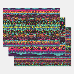 Colorful Hypnotic Voyage Geometric Art Pattern Wrapping Paper Sheet
