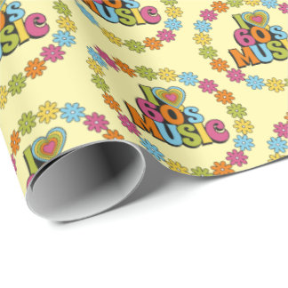 Colorful I Love 60s Music on Cream Wrapping Paper