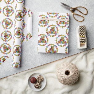 Colorful I Love 60s Music on White Wrapping Paper