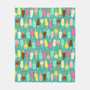Colorful Ice Cream Pattern Summer  Fleece Blanket