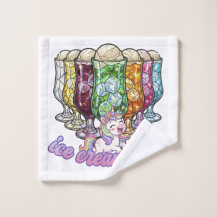 Colorful ice cream soda -with a unicorn- wash cloth