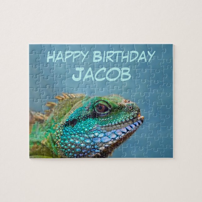 Colorful Iguana Birthday Jigsaw Puzzle (Horizontal)