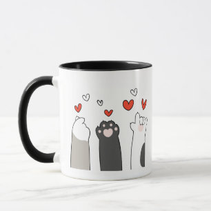 Colorful Illustrated Cute Cats Valentine's Day  Mug