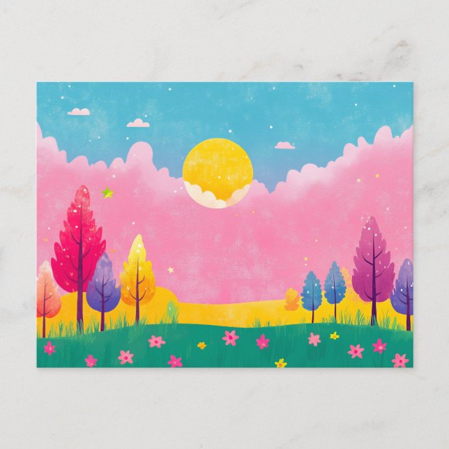 Colorful Illustrated Nature Postcard (Front)