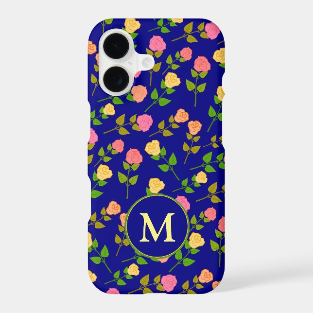 Colorful Illustrated Rose Pattern Monogram (Back)
