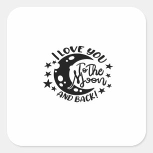 Colorful Illustration I Love You To The Moon And B Square Sticker
