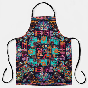 Colorful illustration with decorative animals and apron