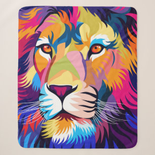 colorful illustrations, a lion, simple design - vi sherpa blanket