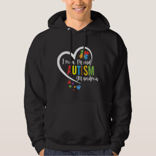 Colorful I'm A Proud Grandma Love Heart Autism Awa Hoodie
