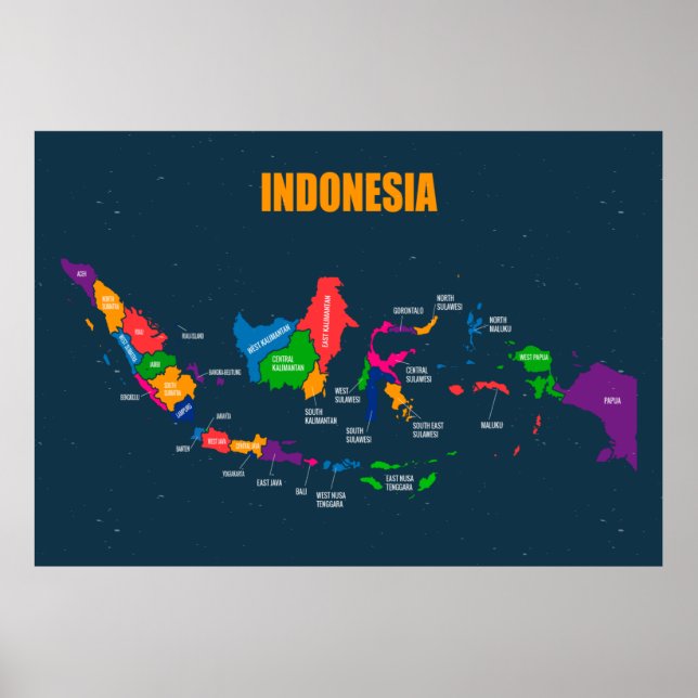 COLORFUL INDONESIA MAP ILLUSTRATION DESIGN POSTER (Front)