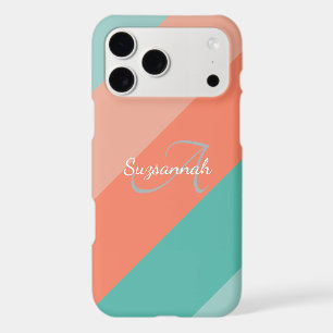 Colorful Initial Letter Monogram & Diagonal Stripe