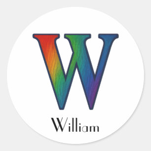 Colorful Initial Letter W Sticker