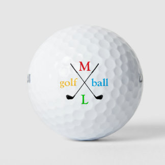 Colorful Initial Letters Monogram Golf Balls
