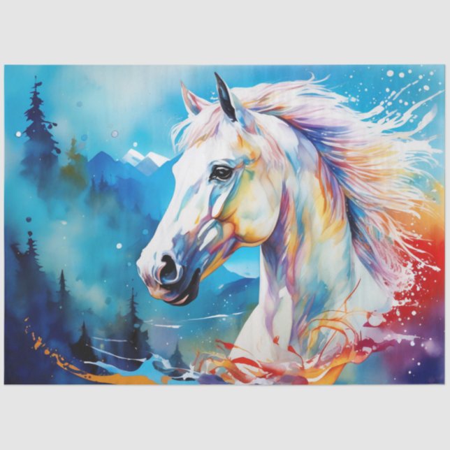 Colorful Ink Blot Horse Tissue Paper (Front)