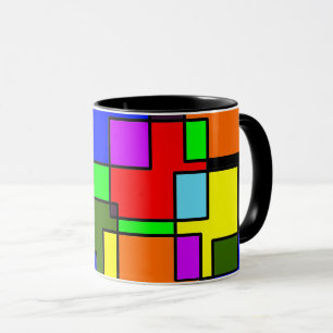 Colorful intersecting rectangles mug