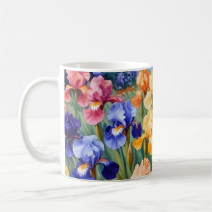 Colorful iris garden coffee mug