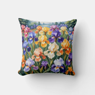 Colorful iris garden cushion