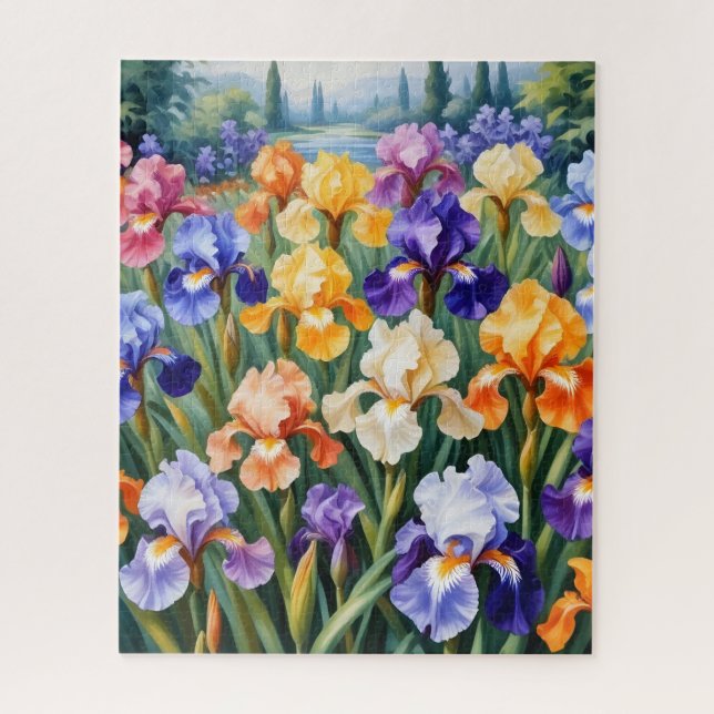 Colorful iris garden jigsaw puzzle (Vertical)