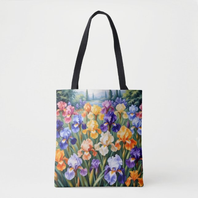 Colorful iris garden tote bag (Front)