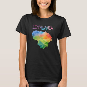 Colorful Isolated Lithuania Map In Watercolor T-Shirt