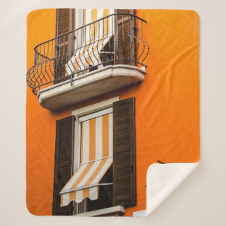 COLORFUL ITALIAN FACADE AND WINDOWS SHERPA BLANKET