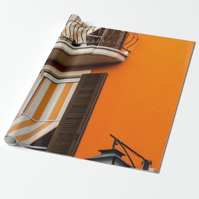 COLORFUL ITALIAN FACADE AND WINDOWS WRAPPING PAPER (Unrolled)