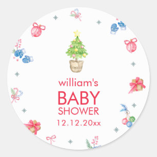 Colorful It's Cold Outside Winter Baby Shower Classic Round Sticker