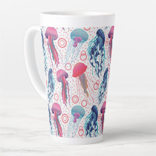 Colorful Jelly fishes Latte Mug