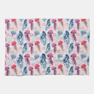 Colorful Jelly fishes Tea Towel