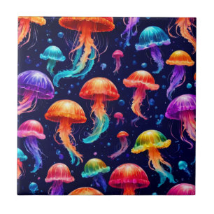 Colorful Jellyfish  Ceramic Tile