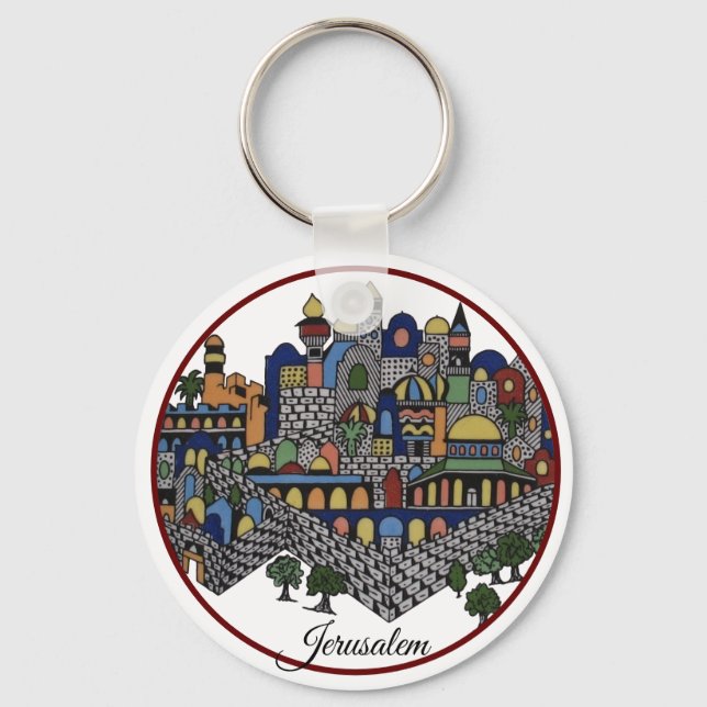 Colorful Jerusalem Key Ring (Front)