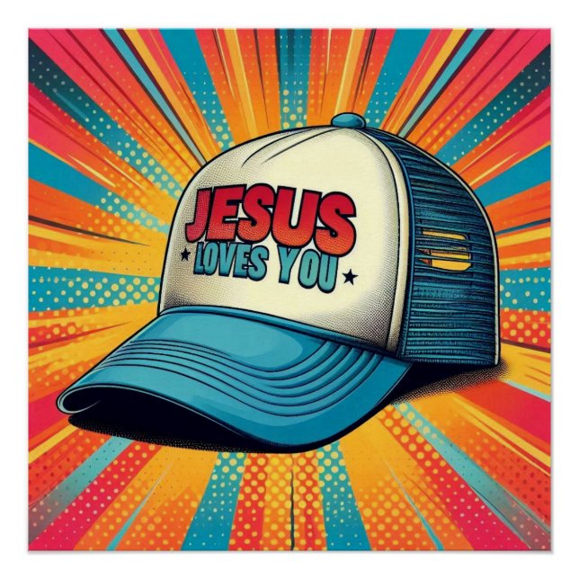 Colorful Jesus trucker cap! Poster (Front)