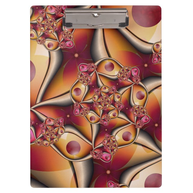 Colorful Joy Abstract Red Orange Fantasy Fractal Clipboard (Front)