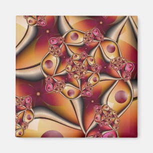 Colorful Joy Abstract Red Orange Fantasy Fractal Magnet