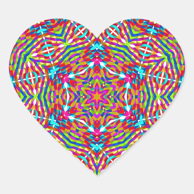 Colorful jumble Mandala Heart Sticker (Front)