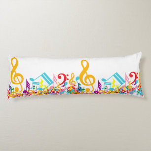 Colorful Jumbled Musical Notes Body Cushion
