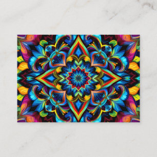 Colorful Kaleidoscope Mandala Design Mug, Pillow Business Card