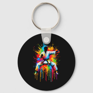 Colorful Karate Tie Dye Color Karate Fan Srt Men W Key Ring