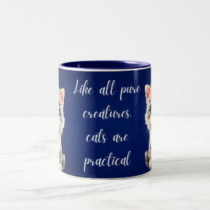 Colorful Kawaii cute Cat Pattern for Cat Lovers Co Two-Tone Coffee Mug