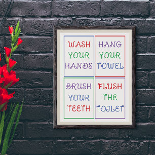 Colorful Kid's Bathroom Wall Poster